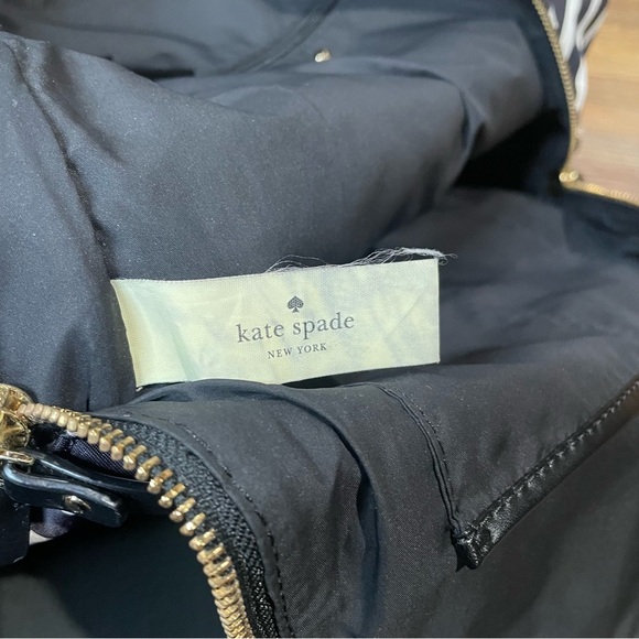 Kate Spade New York Watson Lane Hartley Nylon Backpack Black White Striped Gold - Picture 5 of 13